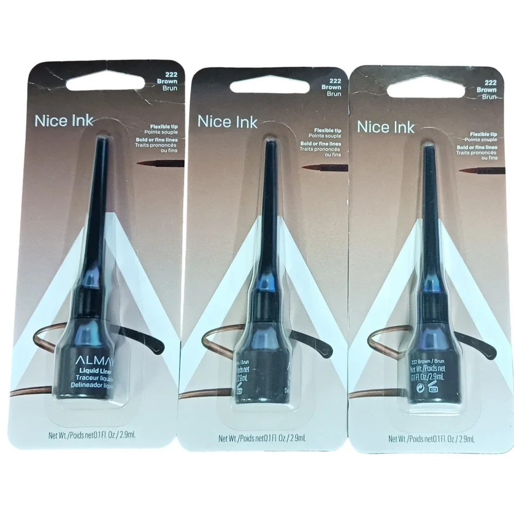 Almay Lot of 3 Liquid Eyeliner Pen Water Resistant & Long Wearing 222 Brown New